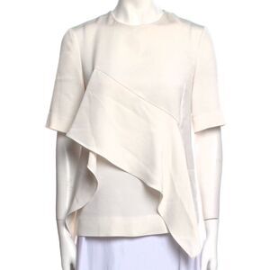DVF/Cream pullover Blouse/versatile, bold construction and silky smooth fabric.
